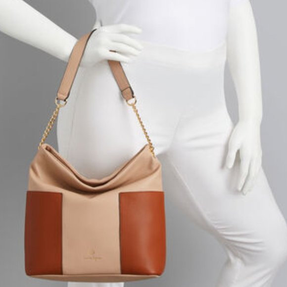 Nanette Lepore Handbags - NANETTE LEPORE TAN BUCKET HOBO BAG GOLD CHAIN